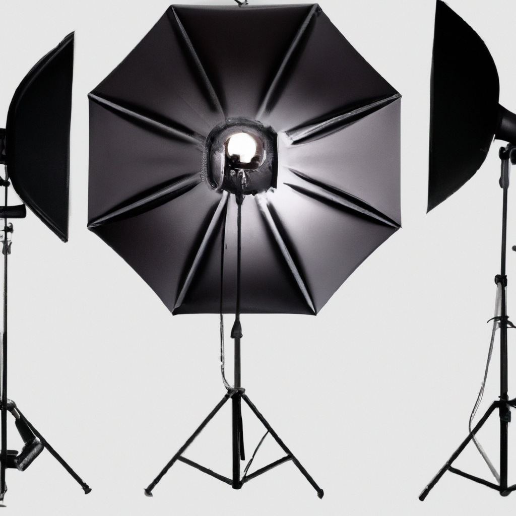 미니멀 조명 장비, C-스탠드와 소프트박스, LED 패널과 디퓨저