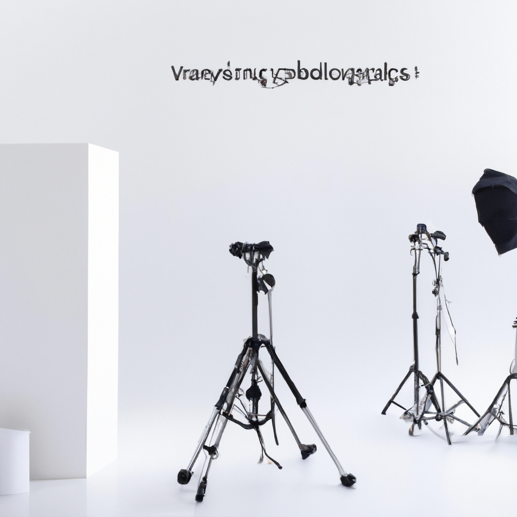 화이트 사이클로라마와 소프트박스가 있는 미니멀 포토스튜디오 인테리어